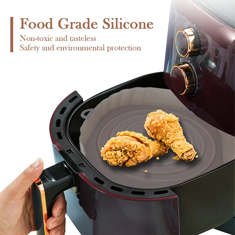 3PCS Reusable Air Fryer Silicone Pot Oven Baking Tray for Pizza Airfryer Silicone Basket Fried Chicken Grill Pan Mat for Kitchen