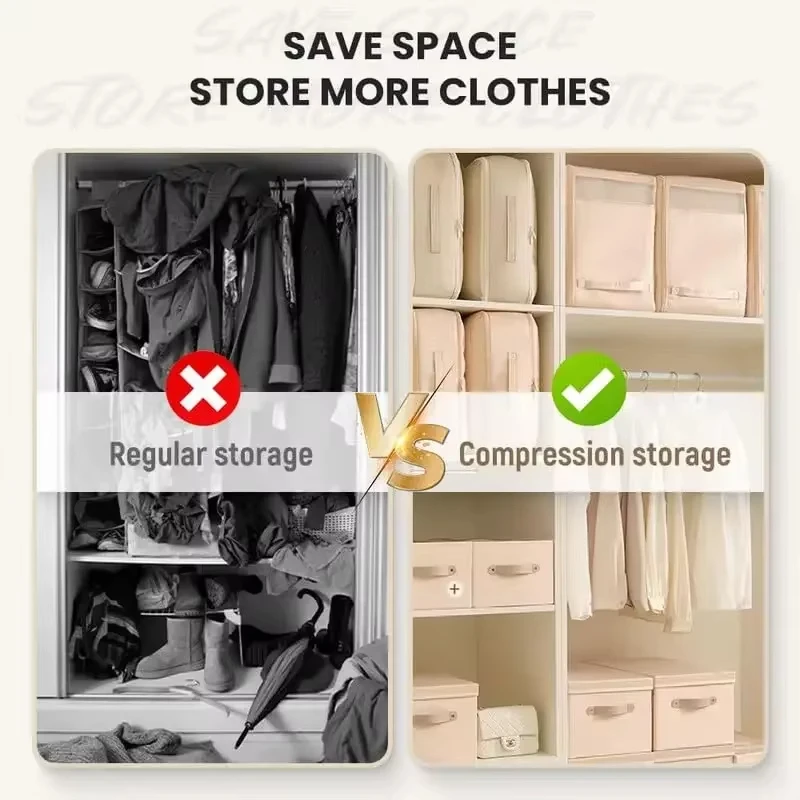 Heavy-Duty Self-Compressing Storage Bag Portable Organizer For Clothes Blankets & Quilts Ideal For Closet Organization
