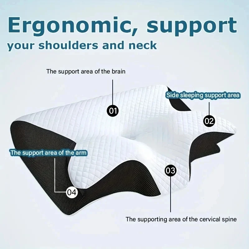 Ergonomic Memory Foam Cervical Pillow for Neck Pain Relief and Support