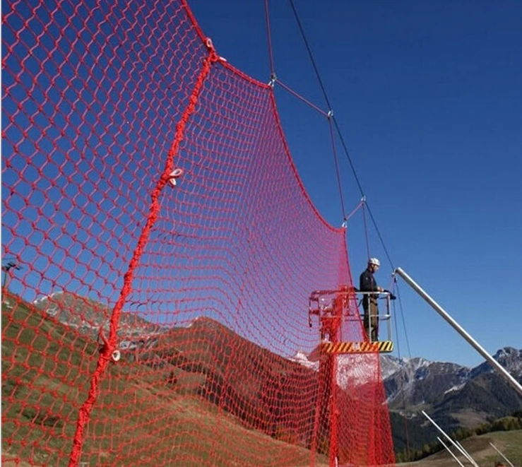 Polyester Polyethylene ski net ski slope protection net with poles support