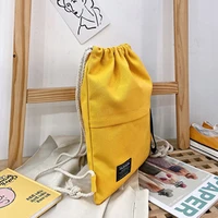 Canvas School Bag Double Shoulder Drawstring Backpack Drawstring Pocket Portable Casual Backpack Women Men Travel Backpack-A-DH - Image 4