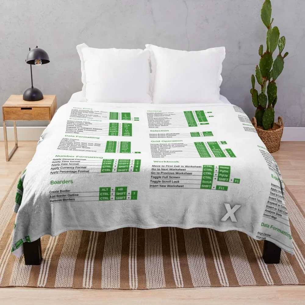 

Excel Shortcuts White and Black Throw Blanket Flannel Decorative Throw Blankets