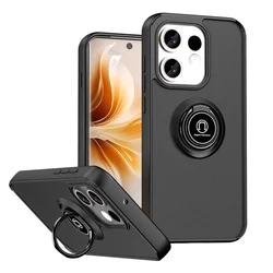 Armor Matte Shockproof Case with Magnetic Ring Stand Holder for OPPO Reno16 F 5G (Black)