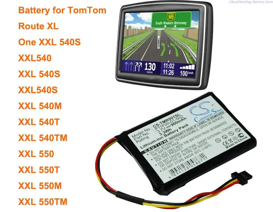 Batteria 900Mah P11P20-01-S02 Per Tomtom Xxl 540S, Route Xl, 540M, 540T, 540Tm, 550,550M, 550T,550Tm, Xxl540, Xxl540S