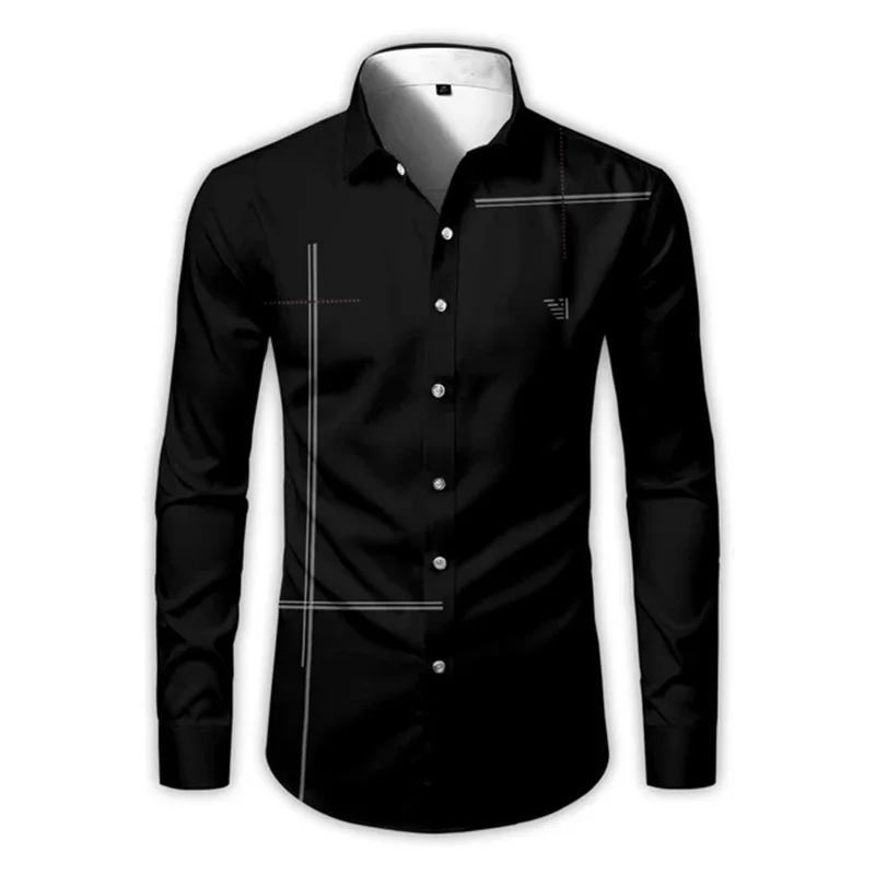 2024 Men's Fashion Shirts 3d Stripe Print Simple Men's Street Designer Short Sleeve Oversized Shirt Business Style Tops