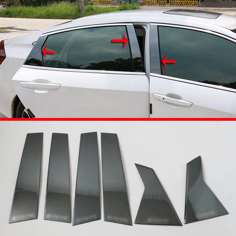 

Stainless Steel Pillar Post Trim Black For Honda Civic 2016 2017 Car Accessories Stickers