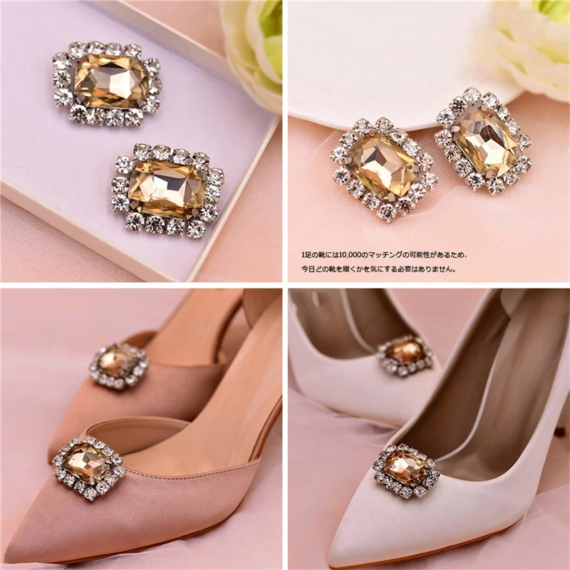 1 Pair Square Pearl Rhinestone Shoe Clips Detachable Shoe Buckle Wedding  High Heel Decoration Women Shoe Embellishment DIY Craft - AliExpress