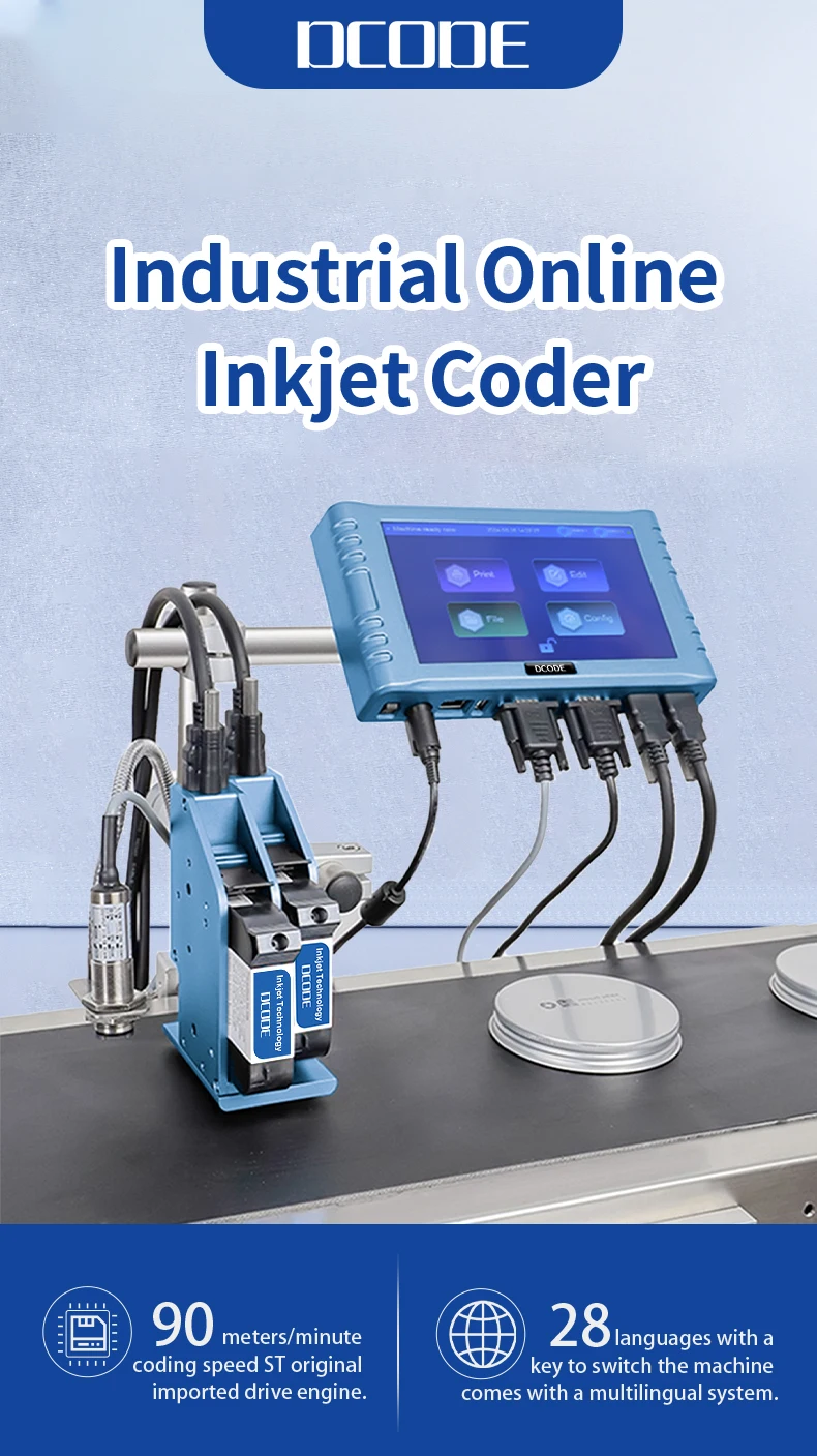 DC260E OnlineThermal Inkjet Printer 12.7/25.4mm 2 Nozzles Industrial TIJ Printer