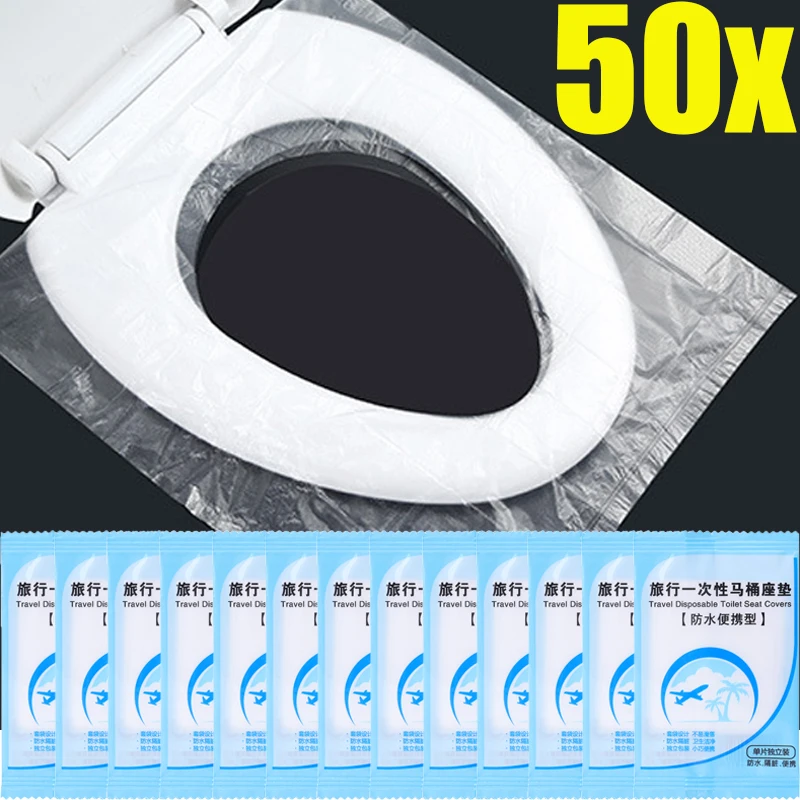 Disposable Toilet Seat Mat Waterproof Toilet Cover Business Travel Portable Independent Packaging Protective Pads 50/1PCS toilet seat cover