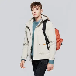 MRMT 2024 Brand New Men's Down Jacket White Duck Down Mid-Length Casual Versatile Warm Down Jacket Men's Hooded Jacket