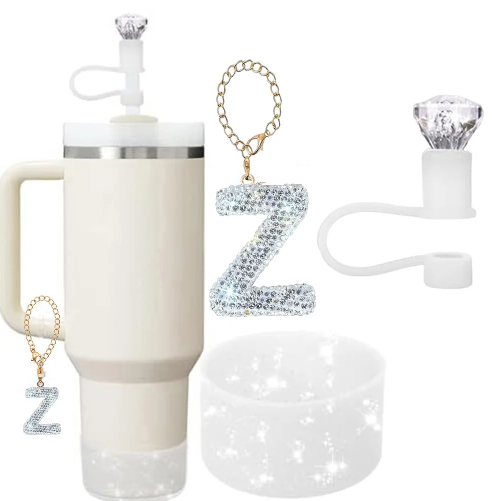 3-Piece Customizable Stanley Cup Accessory Set with Silicone Straw Lid and Personalized Handle Charm