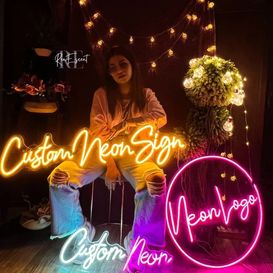 

Neon Custom Wedding Name Sign Diy Circle Business Logo Anime Neon Sign Birthday Party Bar Neon Wall Lights Pivate LED Neon Sign