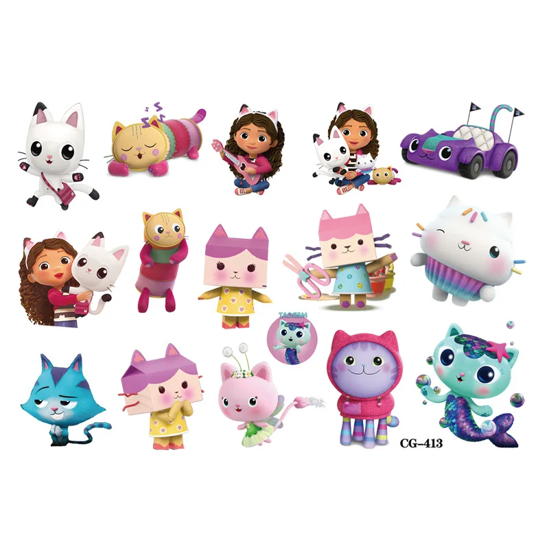 1Pcs Gabby Dollhouse Tattoo Stickers Temporary Tattoos For Kids Birthday Party Supplies Favors Cute Tattoos Stickers Decoration tattoo sticker temporary tattoos