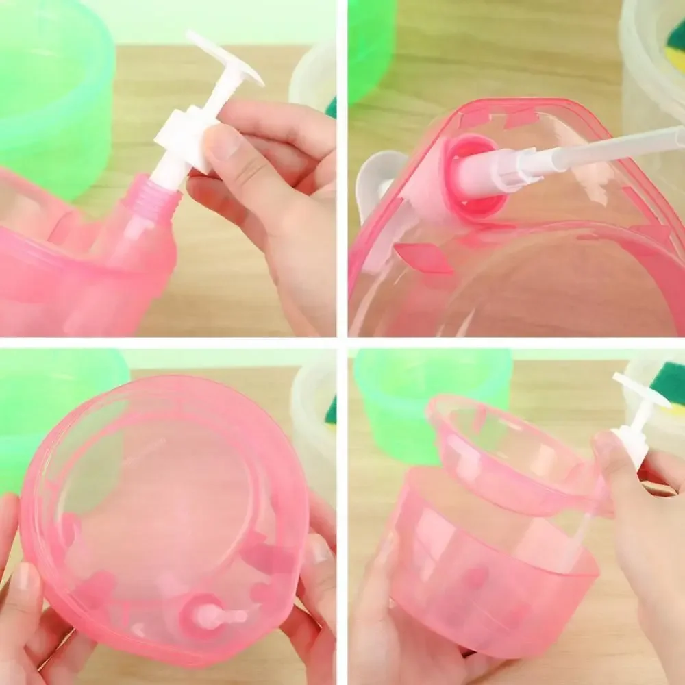 Description Picture 4 of itemDishwashing Liquid Automatic Dispenser Portable Soap Liquid Adder Kitchen Detergent Press Box Sponge Soap Kitchen Tools