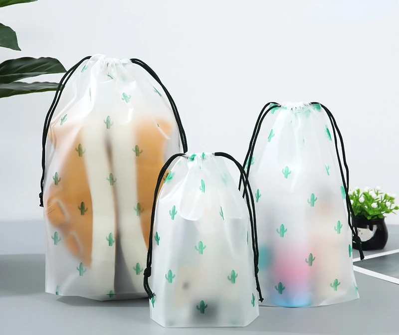 thumbnail image 1 of Bolsa de plástico con cordón y bolsillo con forma de dinosaurio de PE, bolsa de almacenamiento para zapatos de viaje, bolsa de plástico transparente para ropa, calcetines y zapatos, 1 of 5