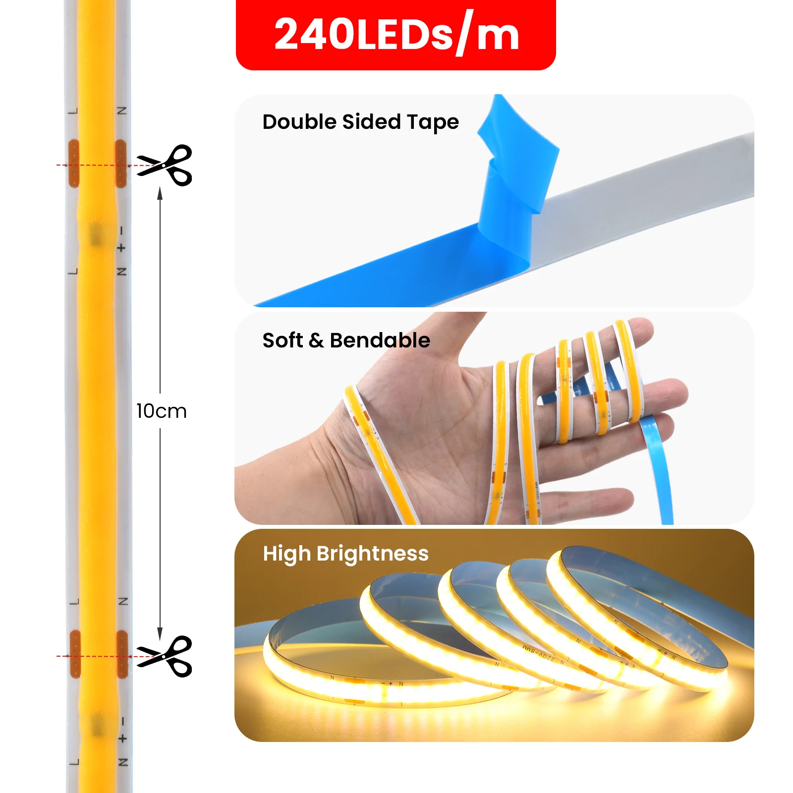 220V 110V 5m-20m COB LED Strip Light S4a344147ab174a7dafe94244c98f145dp