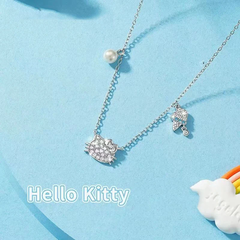 

Sanrio Kawaii Anime Hello Kitty Pendant Collarbone Chain Cute Sweet Cartoon Refreshing Necklaces Accessory Lovely Gifts Girls
