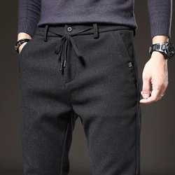 2024 Men's Slim Casual Cotton Trousers - Spring & Autumn Fashion in Black, Grey, and Blue - 32 (Black)