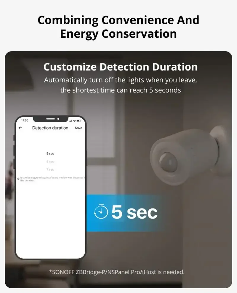SONOFF SNZB-03P Zigbee Motion Sensor Presence Detector Smart Home Security Linkage Via EWeLink APP Alexa Google Smartthings 1-6