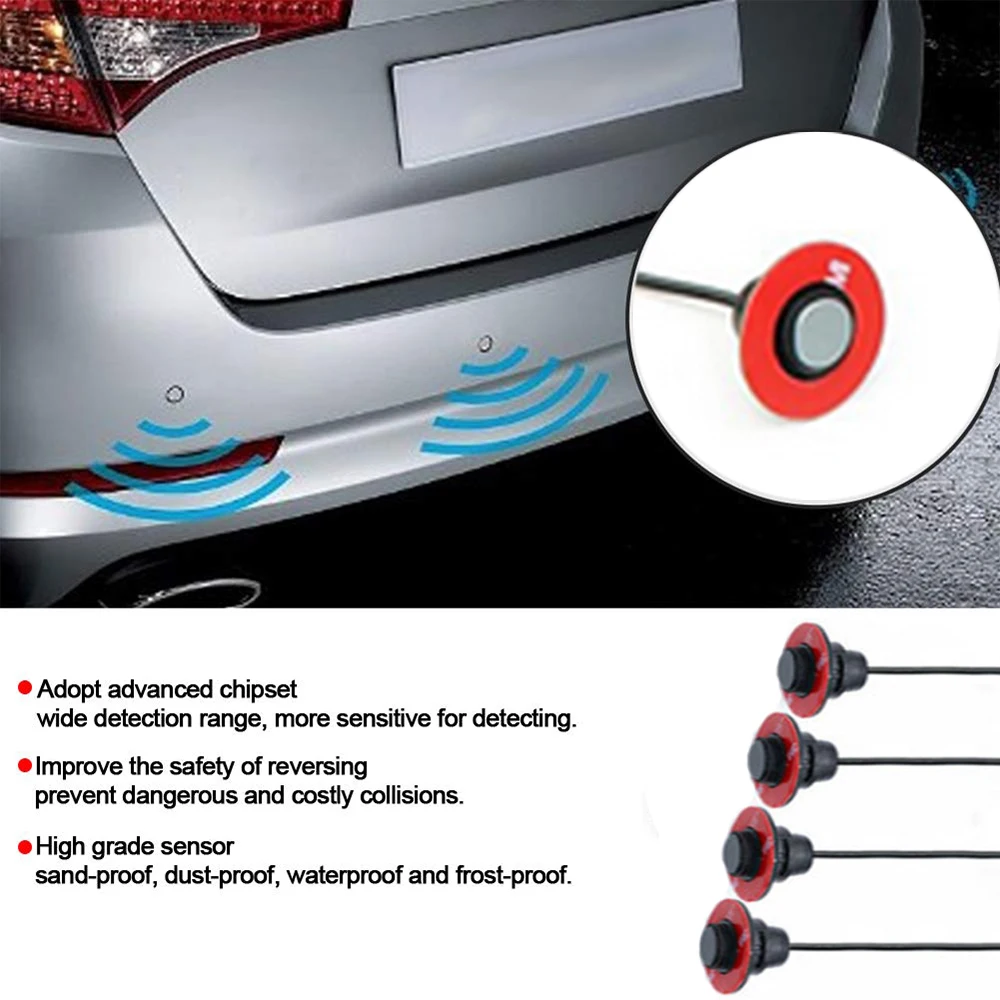 DC12V Video Parking Sensor Kit Car Reverse Backup Radar Assistance Auto Monitor Digital Display Dual Core CPU Auto Parts