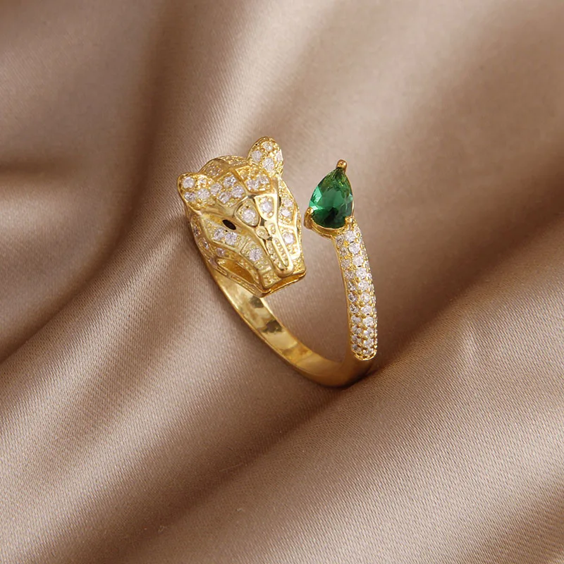 التصميم الكلاسيكي غرامة مجوهرات ليوبارد رئيس خواتم...