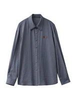 CHIC VEN femmes chemise à manches longues simple boutonnage nouveau ample décontracté brodé Blouses à carreaux rétro femme haut printemps été 2025 5