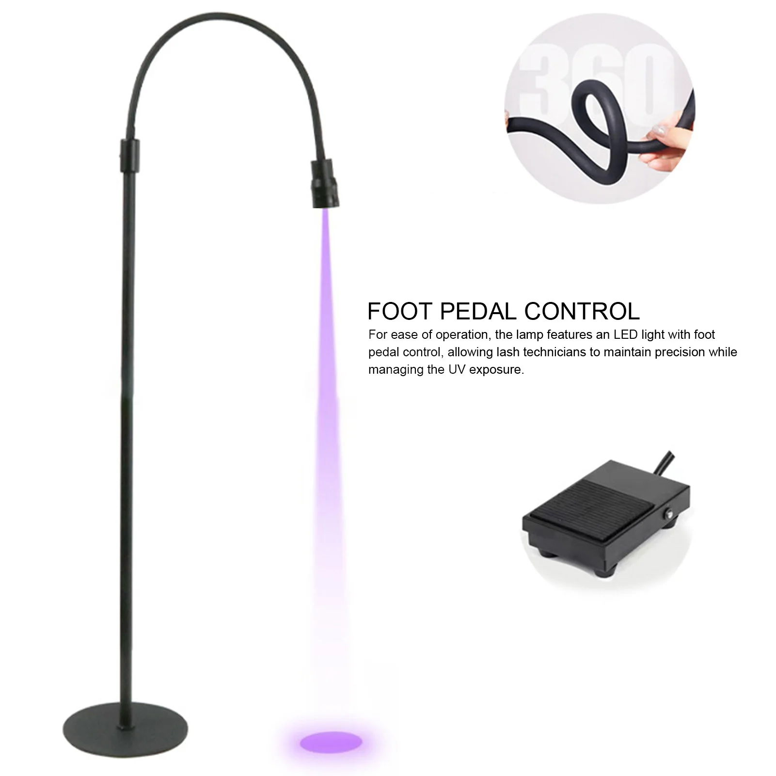 UV Lash Light Enhances Lash Longevity 10W UV Lamp for Eyelash Extensions with Foot Pedal Control for Lash Technicians for Salon 3