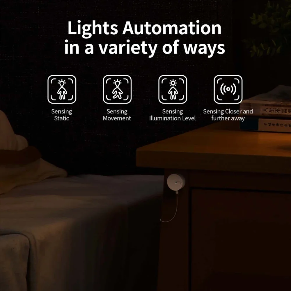 Zigbee Human Presence Sensor Built-in Light Sensor Home Security Detector Radar