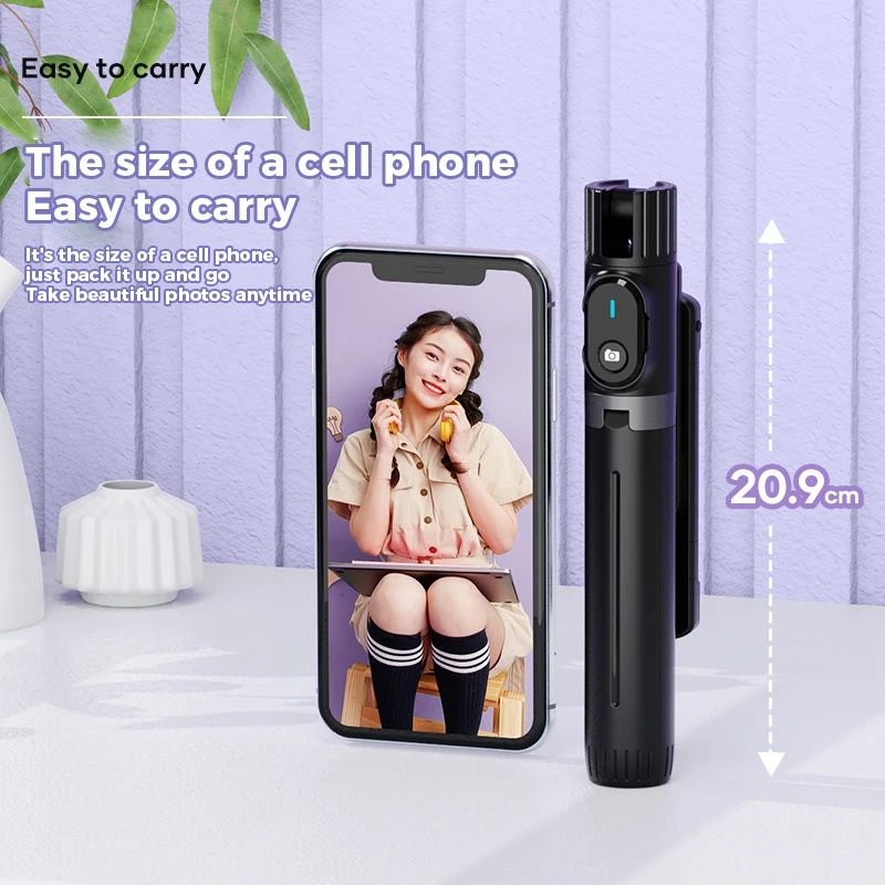 P90 Smart Wireless Charging Selfie Stick 360 Rotation Aluminum Tripod Stand with Remote Control Compatible with All Smartphones
