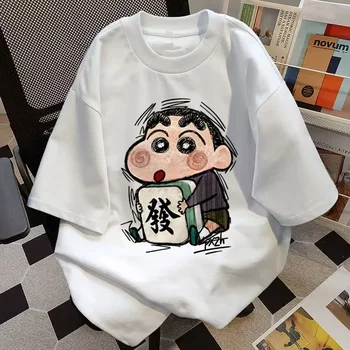 Cartoon Crayon Shin-Chans Summer Ladies T Shirts Japanese Cartoon 100% Cotton Tops Vintage Short Sleeve O Neck Tees T-Shirt 1