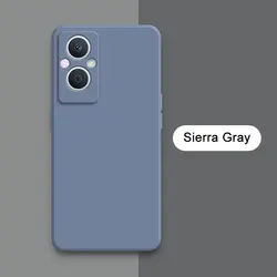 Premium Square Liquid Silicone Soft Phone Cover for OPPO F21 Pro 5G (Sierra Gray)
