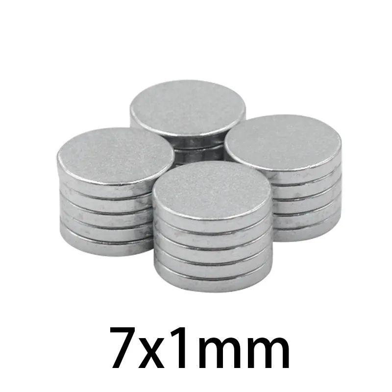 

50pcs Neodymium Disc Magnets 7x1mm magnetic N35 Super Strong Powerful Rare Earth Small Round Magnet Dia 7*1mm circular