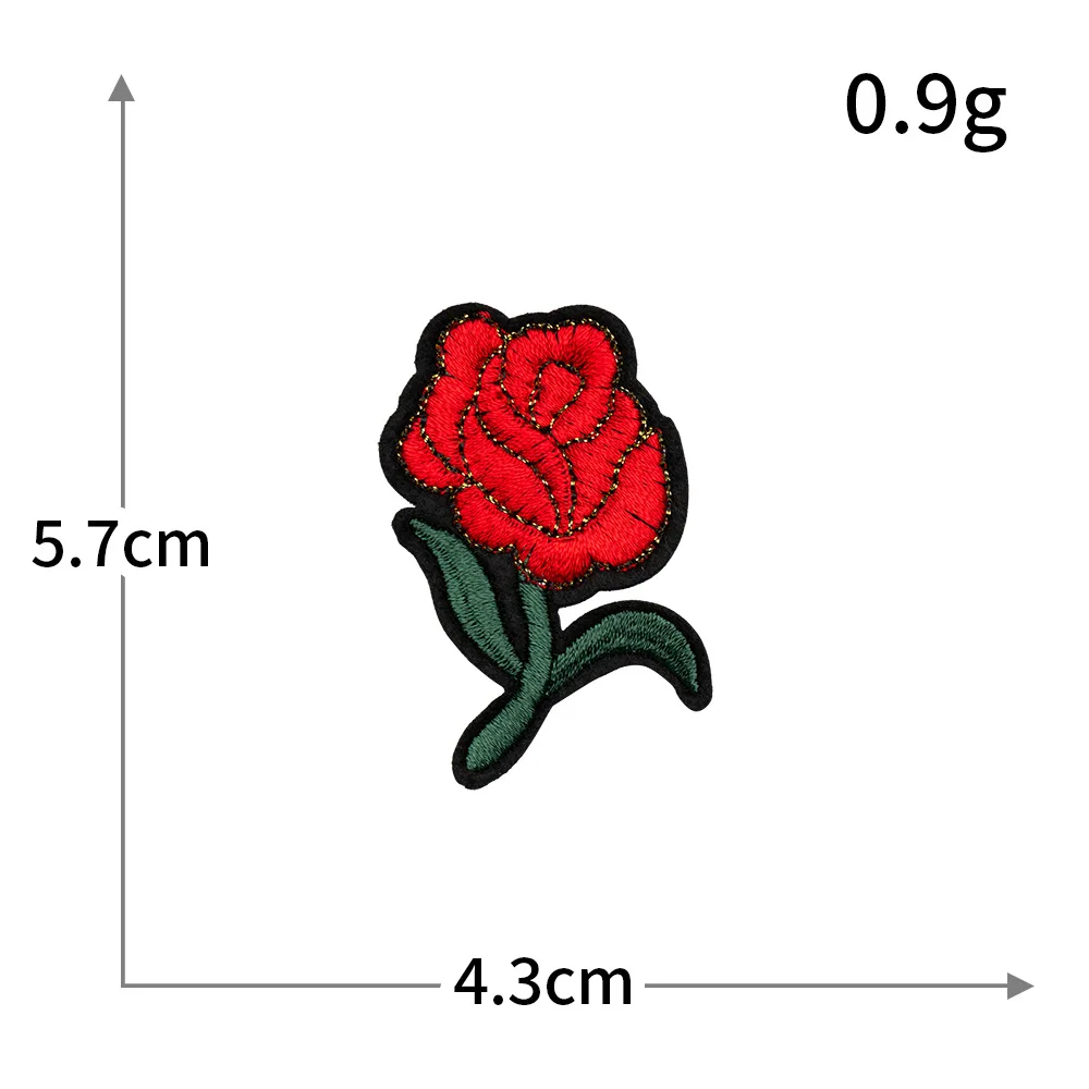 Red Rose Embroidery Patch - Decorative DIY Cloth Accent for Fashion & Accessories