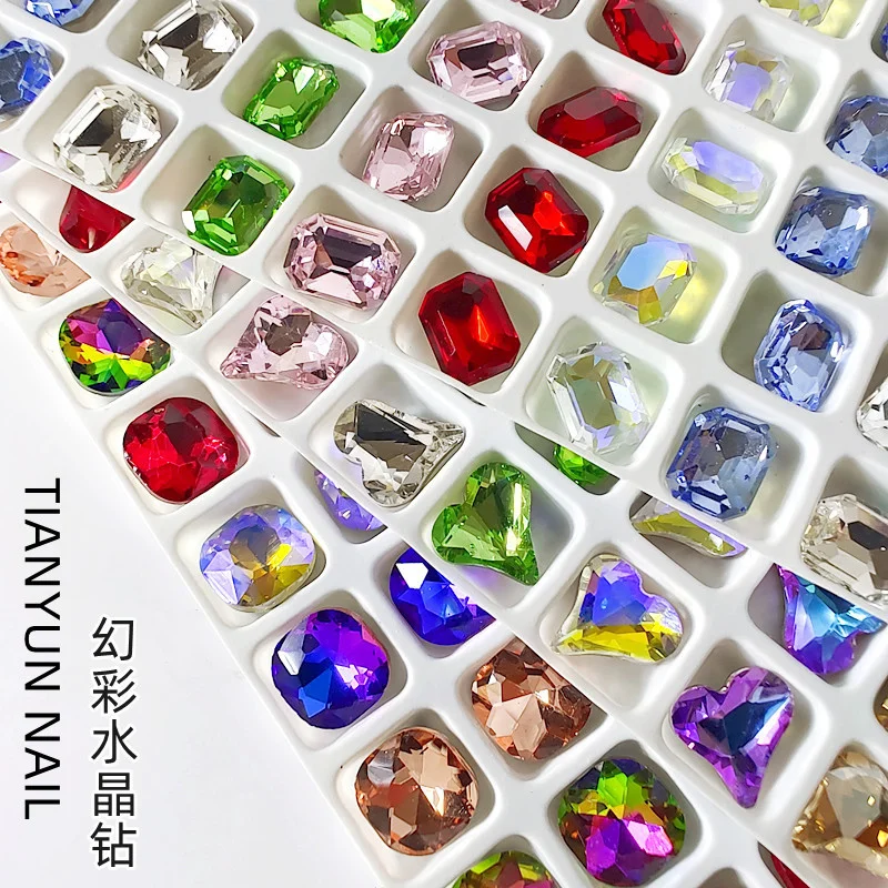 

20PCS Mix Color K9 Nail Art Rhinestones Jewelry 3D Heart/Square Nail Art Charms Crystal DIY Manciure Nail Decoration Design