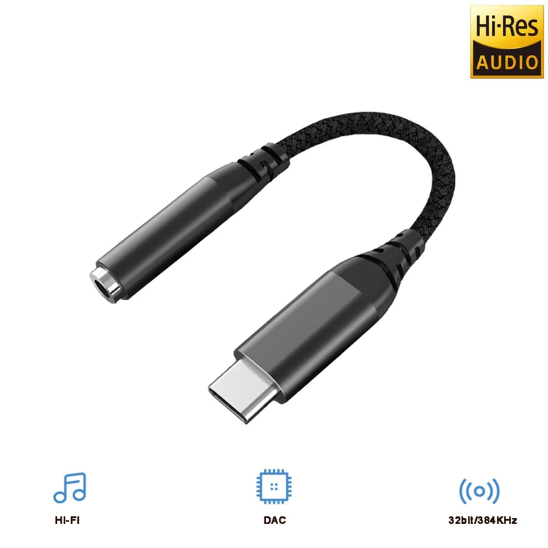 Realtek ALC5686 USB Type C to 3.5mm DAC Headphone Amp 16-32Ohm Output SNR 125 dB PCM 32bit 384KHz for MacBook Android Windows 10 |