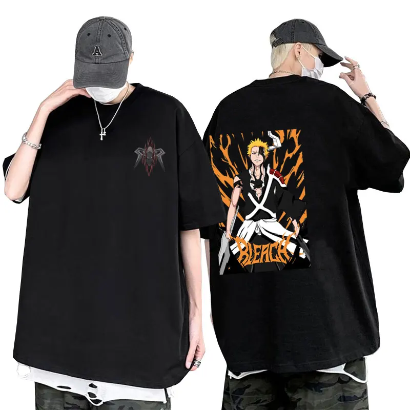 

Japanese Anime Bleach Kurosaki Ichigo Graphic T-shirts Unisex 90s Vintage Cartoon Tshirt Tops Men Women Casual Oversized T Shirt