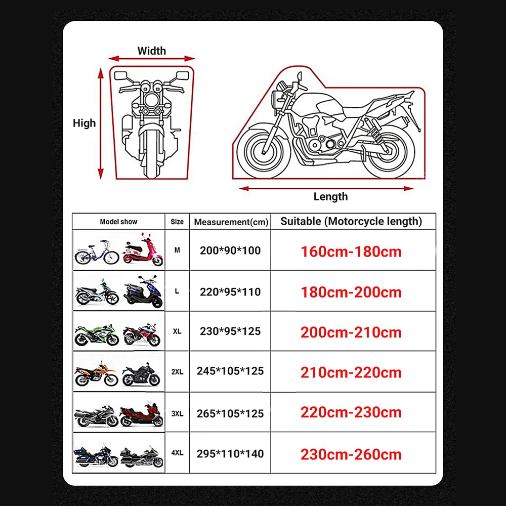 All-Season Waterproof & UV Protective Motorcycle Cover - Durable Indoor/Outdoor Rain & Dust Shield