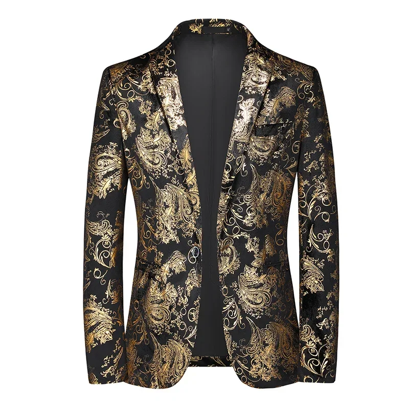 Blazer New Men's Fashion Business Gentleman Slim Print British Style Outdoor Performance Trend Wedding Banquet Casual Blazer 3