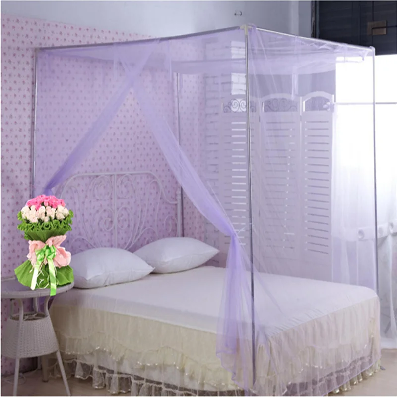 New Double Bed Lace Bed Mosquito Insect Netting Mesh Canopy Princess Full Size Bedding Net Polyester White Pink Blue Purple