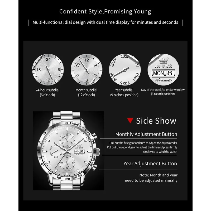 OLEVS 6683 Men's Watch Stainless Steel Waterproof Automatic Mechanical