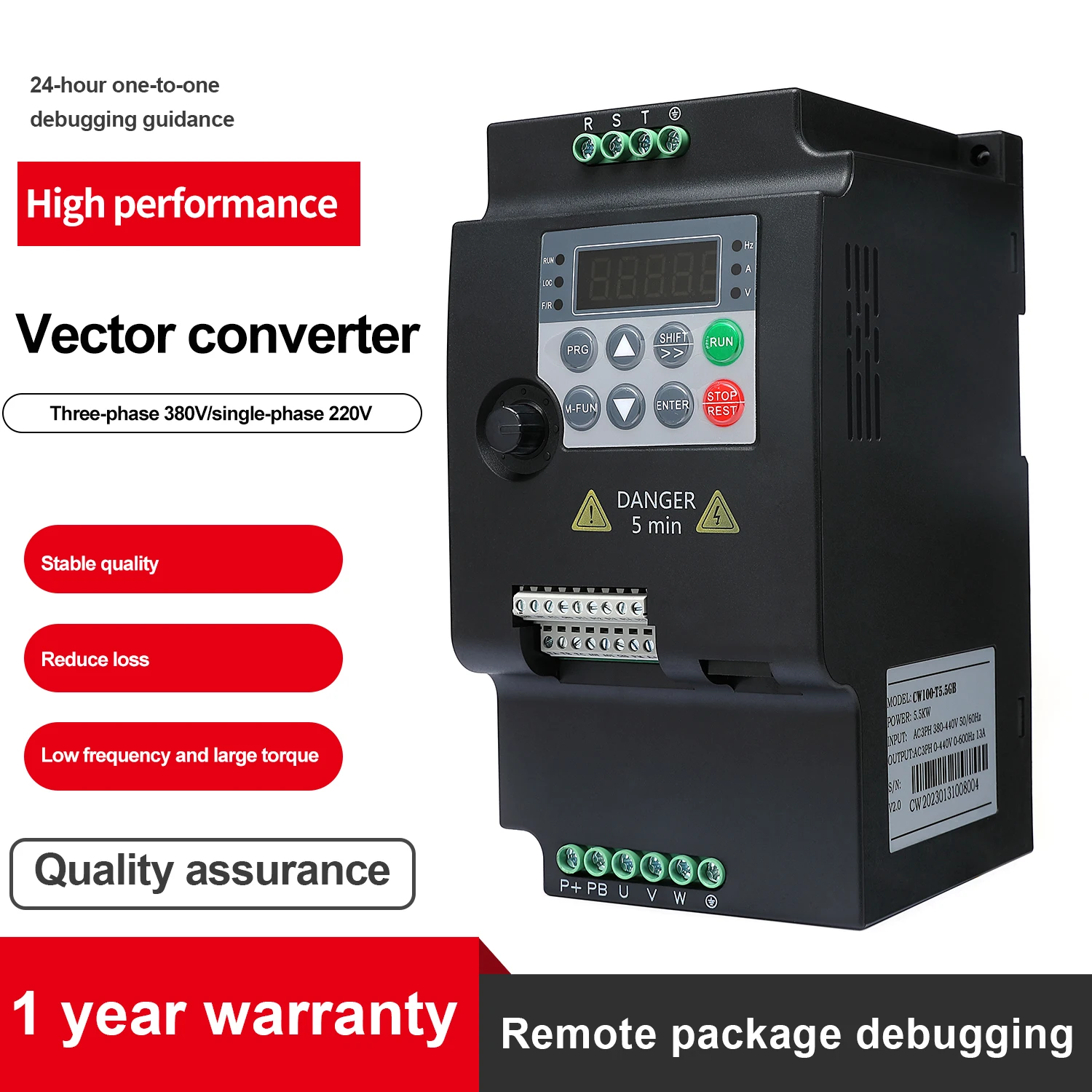 

220V 380V 0.75KW 1.5KW 2.2KW 4KW 5.5KW Phase 3 Phase Frequency Converter / Adjustable Speed Drive / Frequency Inverter / VFD