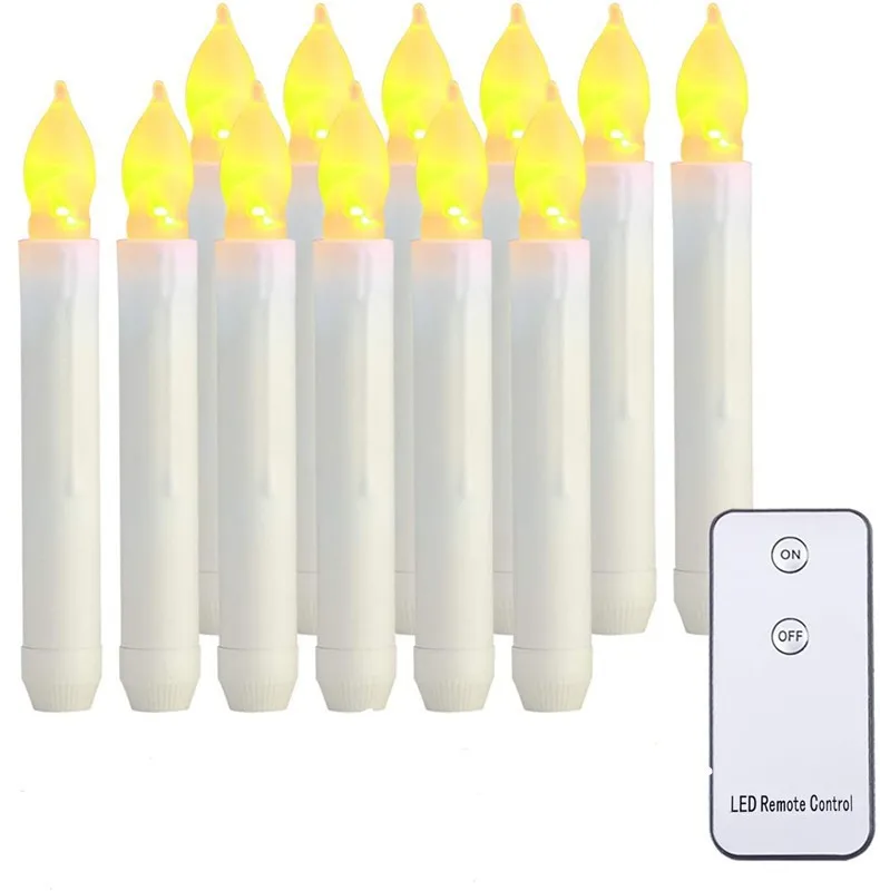 

12 Pcs Flameless LED Taper Candles Battery Operated Candles Flickering LED Candles Warm Light Church Christmas Halloween Wedding