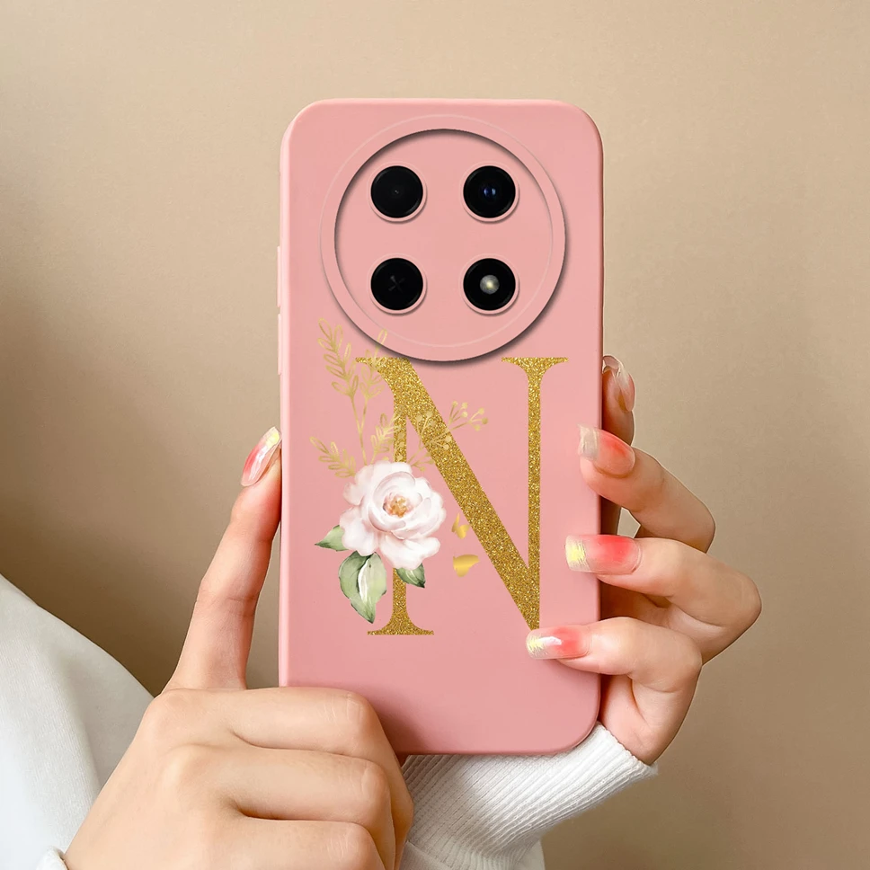 Elegant Floral Letter Design Soft Silicone Protective Phone Case Cover