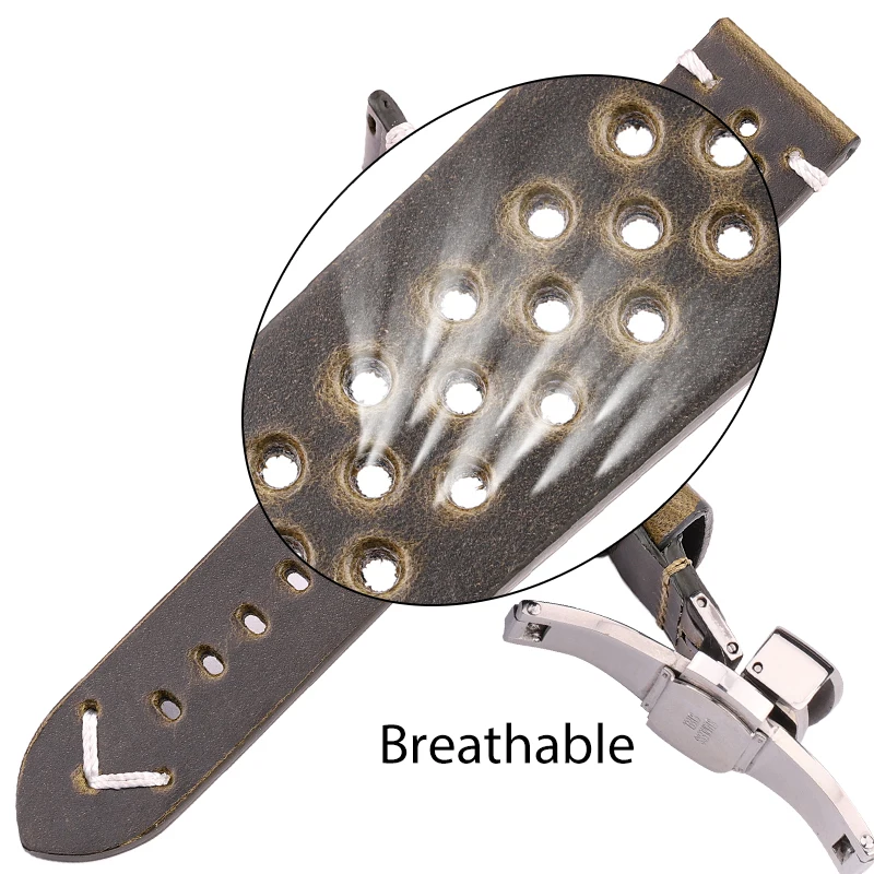 Luxury Genuine Leather Watch Strap with Butterfly Buckle – Available in 4 Elegant Colors