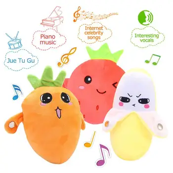 Peluche Interactive Musicale pour Enfant – Jouet Éducatif à Induction Rythmique Fruits – Banane, Carotte, Fraise 6