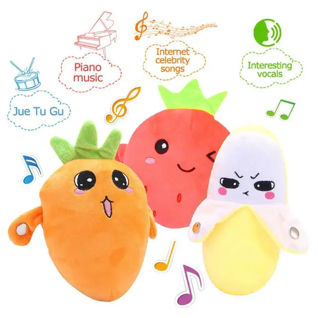 Peluche Interactive Musicale pour Enfant – Jouet Éducatif à Induction Rythmique Fruits – Banane, Carotte, Fraise 6