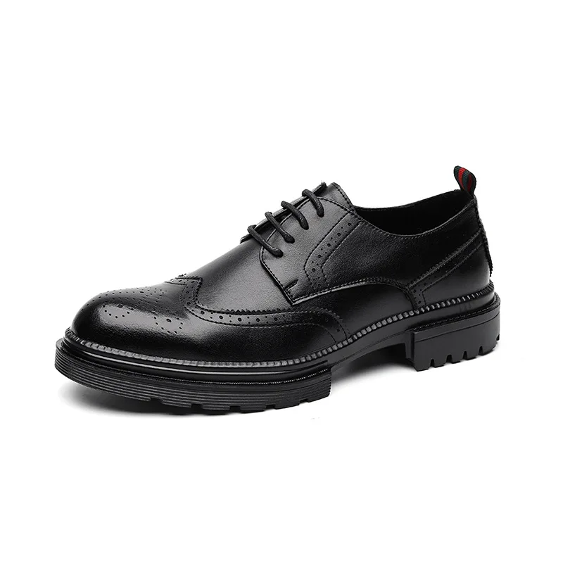 

Casual Leather Men's Business Shoes Autumn Winter Breathable Block Shoe Male Fashion Designer Wedding and Groom's Shoes