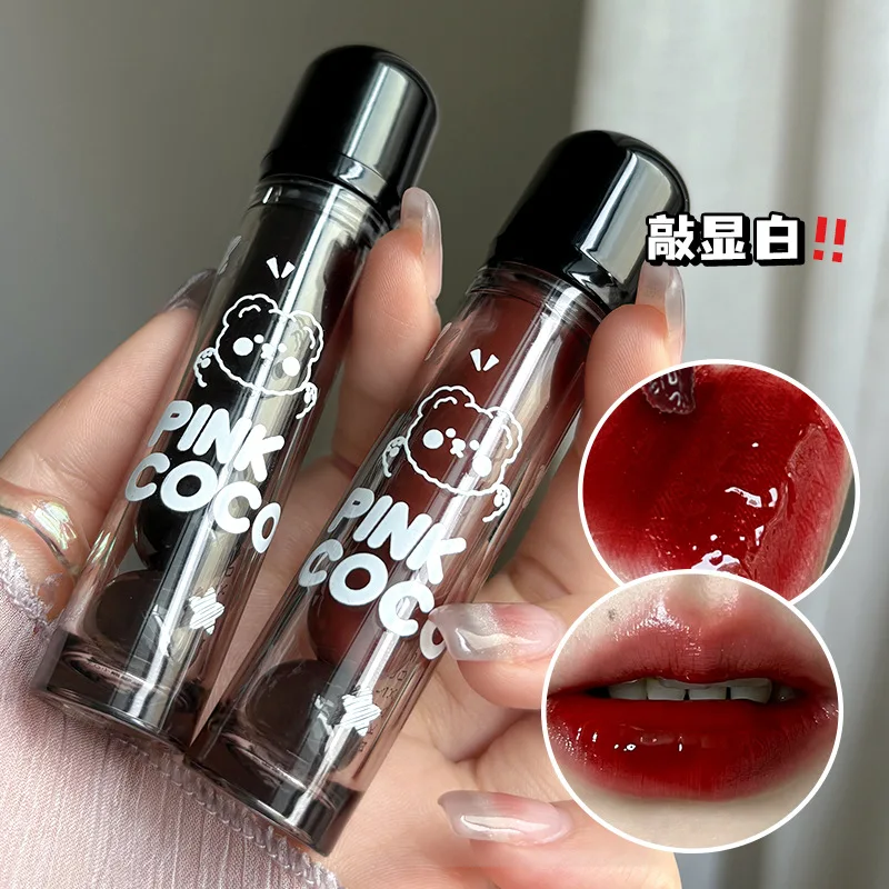 PINK COCO Water Light Lip Gloss Juice Red Mirror Lip Glaze Non Stick Waterproof Liquid Lipstick Not Easy To Fade Lips Cosmetics