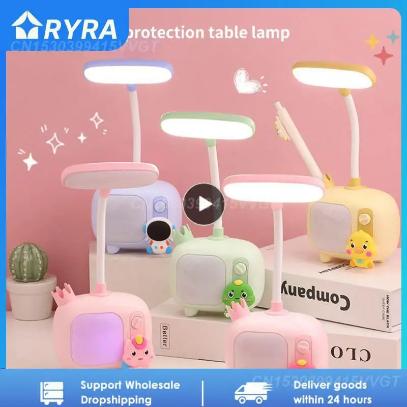 

Настольная лампа с Usb-зарядкой для детей, подарок, маленькая подставка под телевизор, милый мультяшный аксессуар для защиты глаз, предметы освещения для дома, для чтения, для детей и студентов