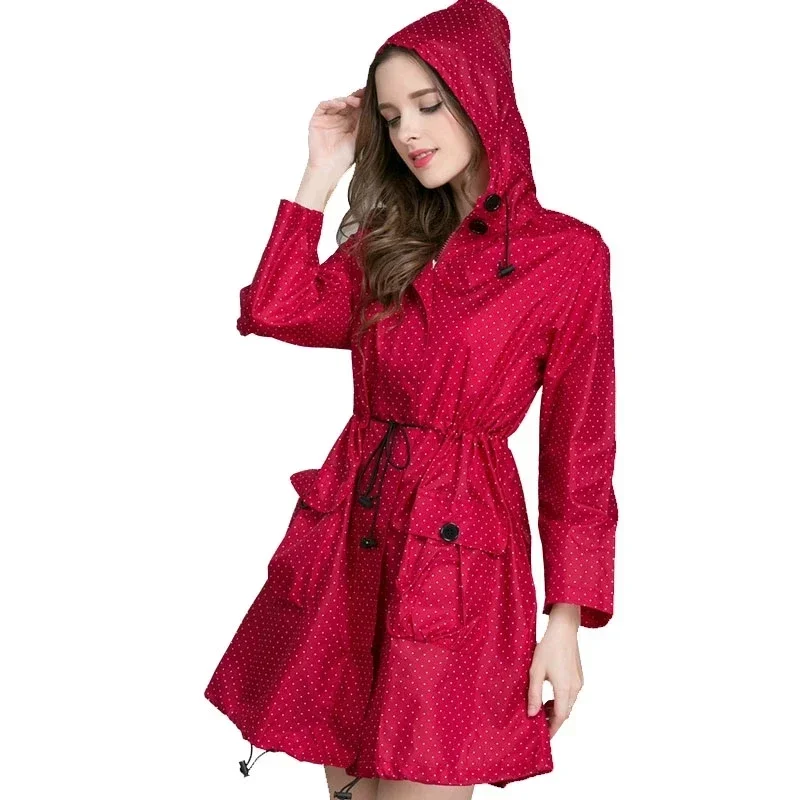 

Light Raincoat Laydies Jacket Rainwear New Rain Women Style With Windproof Foldable Hat Waterproof Cuffs Coat Men Dress Fashion